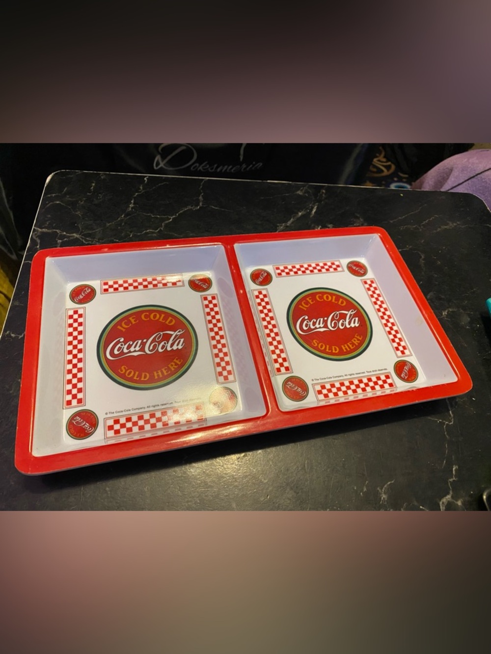 Coca-Cola Double Compartment Serving Tray in Red and White